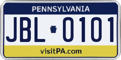 PA license plate JBL0101
