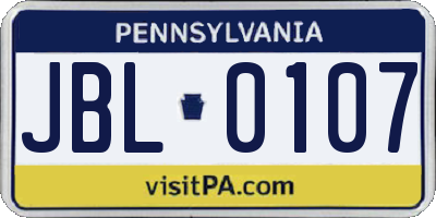 PA license plate JBL0107