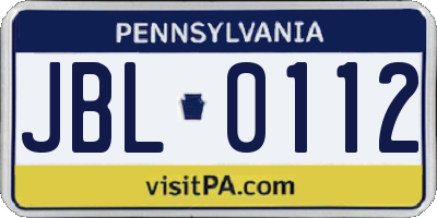 PA license plate JBL0112