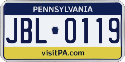 PA license plate JBL0119