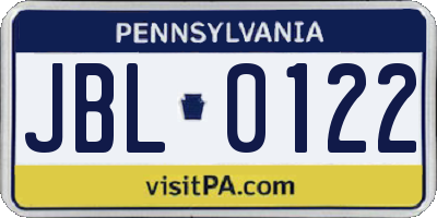 PA license plate JBL0122