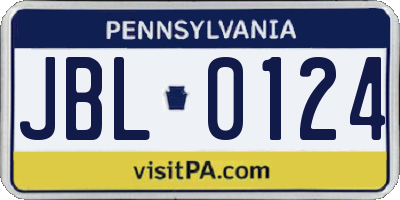PA license plate JBL0124