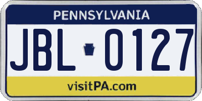 PA license plate JBL0127