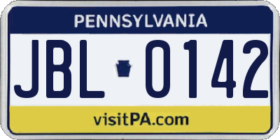 PA license plate JBL0142