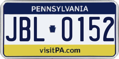 PA license plate JBL0152