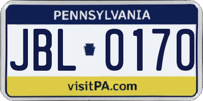 PA license plate JBL0170