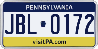 PA license plate JBL0172