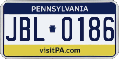 PA license plate JBL0186