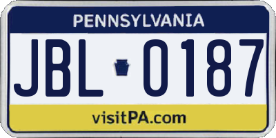 PA license plate JBL0187