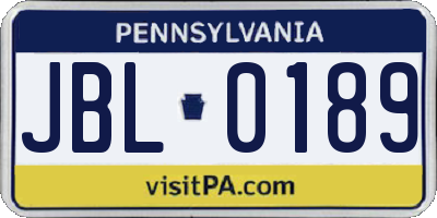 PA license plate JBL0189