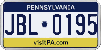 PA license plate JBL0195