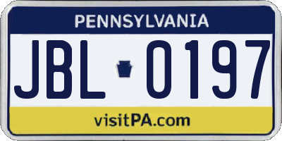 PA license plate JBL0197
