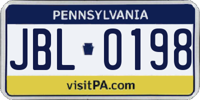 PA license plate JBL0198
