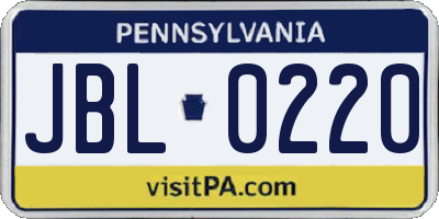 PA license plate JBL0220