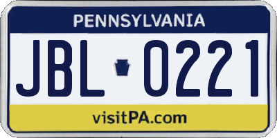 PA license plate JBL0221