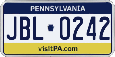 PA license plate JBL0242