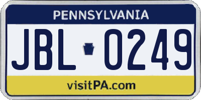PA license plate JBL0249