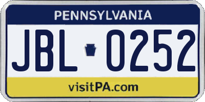 PA license plate JBL0252