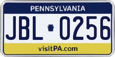 PA license plate JBL0256