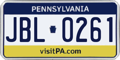 PA license plate JBL0261