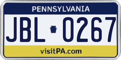 PA license plate JBL0267