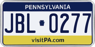 PA license plate JBL0277