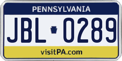 PA license plate JBL0289