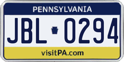 PA license plate JBL0294