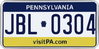 PA license plate JBL0304