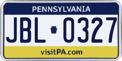 PA license plate JBL0327
