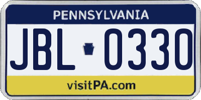 PA license plate JBL0330