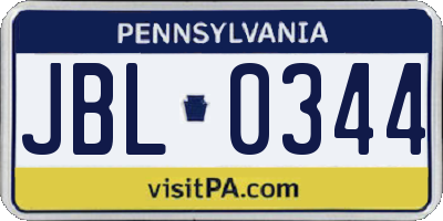 PA license plate JBL0344