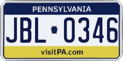 PA license plate JBL0346