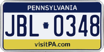 PA license plate JBL0348