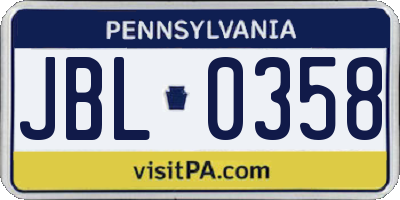 PA license plate JBL0358