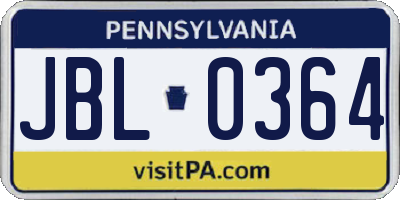 PA license plate JBL0364