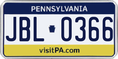 PA license plate JBL0366