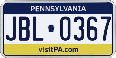 PA license plate JBL0367
