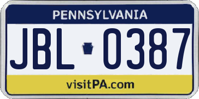 PA license plate JBL0387