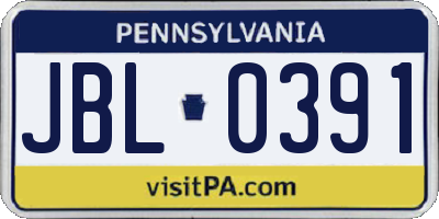 PA license plate JBL0391