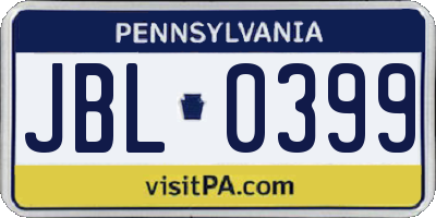 PA license plate JBL0399