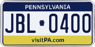 PA license plate JBL0400