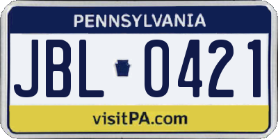PA license plate JBL0421