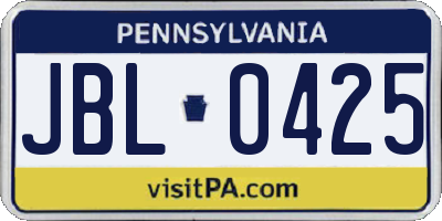 PA license plate JBL0425