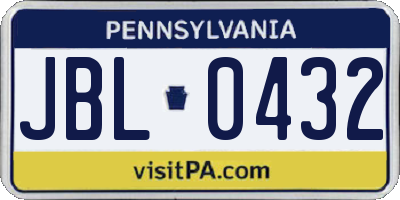 PA license plate JBL0432