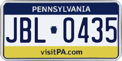 PA license plate JBL0435