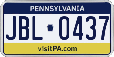 PA license plate JBL0437