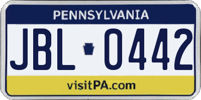 PA license plate JBL0442