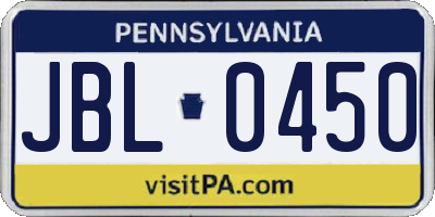 PA license plate JBL0450