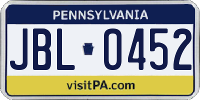 PA license plate JBL0452